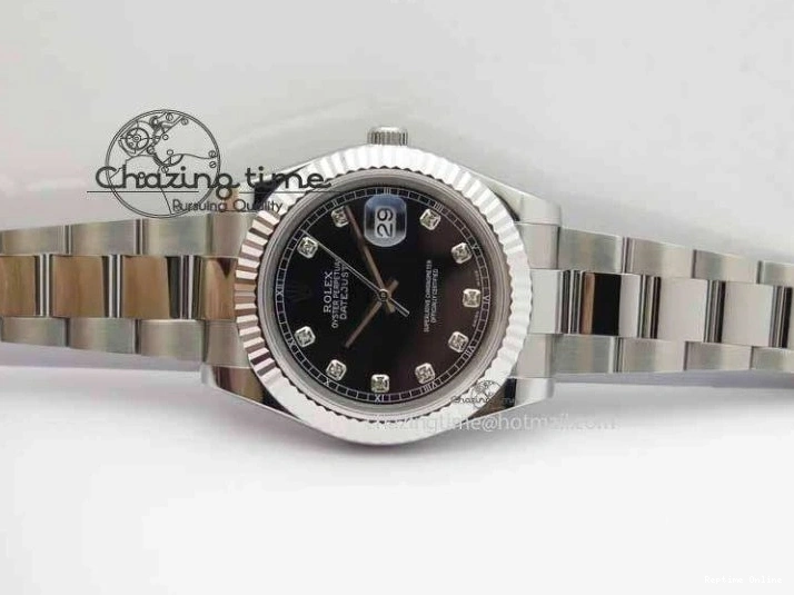 0218 DateJust II 41mm SS BP Maker Best Edition Black Dial Diam On SS Bracelet SA Lightweight 3728